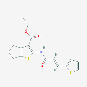 molecular formula C17H17NO3S2 B5562394 ethyl 2-{[3-(2-thienyl)acryloyl]amino}-5,6-dihydro-4H-cyclopenta[b]thiophene-3-carboxylate 