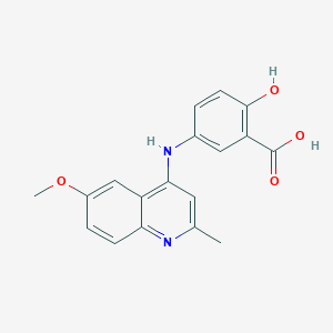 molecular formula C18H16N2O4 B5562399 2-hydroxy-5-[(6-methoxy-2-methyl-4-quinolinyl)amino]benzoic acid 