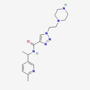 molecular formula C17H25N7O B5562413 N-[1-(6-甲基吡啶-3-基)乙基]-1-(2-哌嗪-1-基乙基)-1H-1,2,3-三唑-4-甲酰胺 