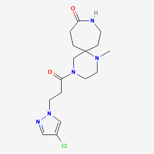 molecular formula C16H24ClN5O2 B5562426 4-[3-(4-氯-1H-吡唑-1-基)丙酰]-1-甲基-1,4,9-三氮杂螺[5.6]十二烷-10-酮 