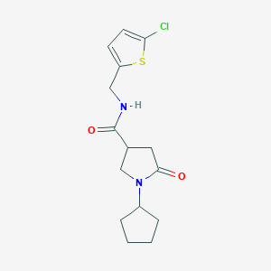 molecular formula C15H19ClN2O2S B5562451 N-[(5-氯-2-噻吩基)甲基]-1-环戊基-5-氧代-3-吡咯烷甲酰胺 