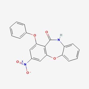 molecular formula C19H12N2O5 B5562478 3-nitro-1-phenoxydibenzo[b,f][1,4]oxazepin-11(10H)-one 