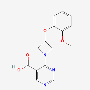 molecular formula C15H15N3O4 B5562498 4-[3-(2-methoxyphenoxy)azetidin-1-yl]pyrimidine-5-carboxylic acid 