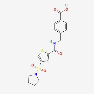 molecular formula C17H18N2O5S2 B5562503 4-[({[4-(1-pyrrolidinylsulfonyl)-2-thienyl]carbonyl}amino)methyl]benzoic acid 