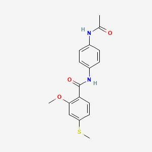 molecular formula C17H18N2O3S B5562510 N-[4-(乙酰氨基)苯基]-2-甲氧基-4-(甲硫基)苯甲酰胺 