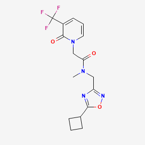 molecular formula C16H17F3N4O3 B5562516 N-[(5-cyclobutyl-1,2,4-oxadiazol-3-yl)methyl]-N-methyl-2-[2-oxo-3-(trifluoromethyl)pyridin-1(2H)-yl]acetamide 