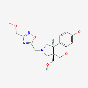molecular formula C18H23N3O5 B5562593 [(3aS*,9bS*)-7-甲氧基-2-{[3-(甲氧基甲基)-1,2,4-恶二唑-5-基]甲基}-1,2,3,9b-四氢色烯并[3,4-c]吡咯-3a(4H)-基]甲醇 