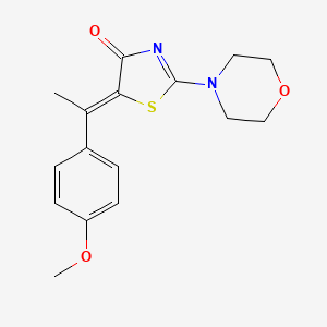 molecular formula C16H18N2O3S B5562639 5-[1-(4-甲氧基苯基)亚乙基]-2-(4-吗啉基)-1,3-噻唑-4(5H)-酮 
