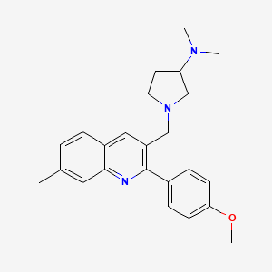molecular formula C24H29N3O B5562682 1-{[2-(4-甲氧基苯基)-7-甲基-3-喹啉基]甲基}-N,N-二甲基-3-吡咯烷胺 