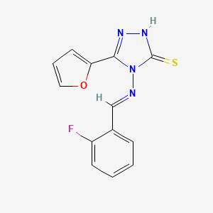 molecular formula C13H9FN4OS B5562689 4-[(2-氟苄叉亚氨基)-5-(2-呋喃基)-4H-1,2,4-三唑-3-硫醇 
