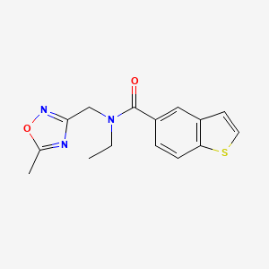 molecular formula C15H15N3O2S B5562699 N-ethyl-N-[(5-methyl-1,2,4-oxadiazol-3-yl)methyl]-1-benzothiophene-5-carboxamide 