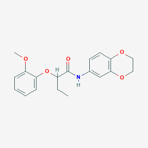 molecular formula C19H21NO5 B5562716 N-(2,3-dihydro-1,4-benzodioxin-6-yl)-2-(2-methoxyphenoxy)butanamide 