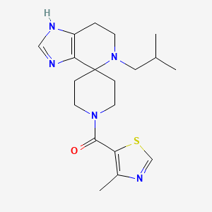 molecular formula C19H27N5OS B5562723 5-异丁基-1'-[(4-甲基-1,3-噻唑-5-基)羰基]-1,5,6,7-四氢螺[咪唑并[4,5-c]吡啶-4,4'-哌啶] 