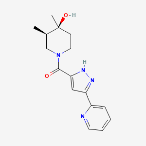 molecular formula C16H20N4O2 B5562742 (3R*,4S*)-3,4-dimethyl-1-[(3-pyridin-2-yl-1H-pyrazol-5-yl)carbonyl]piperidin-4-ol 