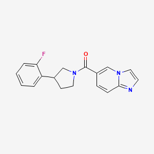 molecular formula C18H16FN3O B5562754 6-{[3-(2-fluorophenyl)pyrrolidin-1-yl]carbonyl}imidazo[1,2-a]pyridine 
