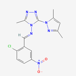 molecular formula C15H14ClN7O2 B5562769 N-(2-chloro-5-nitrobenzylidene)-3-(3,5-dimethyl-1H-pyrazol-1-yl)-5-methyl-4H-1,2,4-triazol-4-amine 