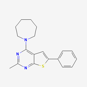 molecular formula C19H21N3S B5562786 4-(1-氮杂环戊基)-2-甲基-6-苯硫代并[2,3-d]嘧啶 