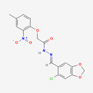 molecular formula C17H14ClN3O6 B5562790 N'-[(6-chloro-1,3-benzodioxol-5-yl)methylene]-2-(4-methyl-2-nitrophenoxy)acetohydrazide 