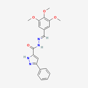 molecular formula C20H20N4O4 B5562813 3-phenyl-N'-(3,4,5-trimethoxybenzylidene)-1H-pyrazole-5-carbohydrazide 