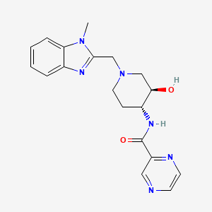 molecular formula C19H22N6O2 B5562833 N-{(3R*,4R*)-3-hydroxy-1-[(1-methyl-1H-benzimidazol-2-yl)methyl]piperidin-4-yl}pyrazine-2-carboxamide 