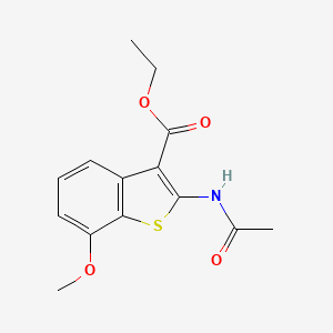 molecular formula C14H15NO4S B5562863 2-(乙酰氨基)-7-甲氧基-1-苯并噻吩-3-羧酸乙酯 