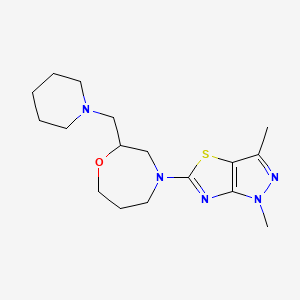 molecular formula C17H27N5OS B5562924 1,3-dimethyl-5-[2-(piperidin-1-ylmethyl)-1,4-oxazepan-4-yl]-1H-pyrazolo[3,4-d][1,3]thiazole 
