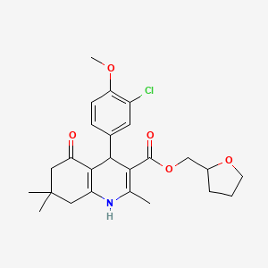 molecular formula C25H30ClNO5 B5562934 tetrahydro-2-furanylmethyl 4-(3-chloro-4-methoxyphenyl)-2,7,7-trimethyl-5-oxo-1,4,5,6,7,8-hexahydro-3-quinolinecarboxylate 