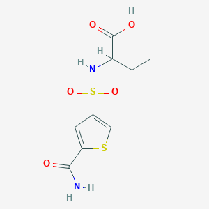 molecular formula C10H14N2O5S2 B5562946 N-{[5-(aminocarbonyl)-3-thienyl]sulfonyl}valine 