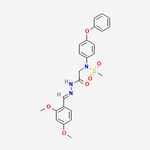 molecular formula C24H25N3O6S B5562952 N-{2-[2-(2,4-dimethoxybenzylidene)hydrazino]-2-oxoethyl}-N-(4-phenoxyphenyl)methanesulfonamide 