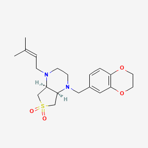 molecular formula C20H28N2O4S B5562960 (4aS*,7aR*)-1-(2,3-dihydro-1,4-benzodioxin-6-ylmethyl)-4-(3-methyl-2-buten-1-yl)octahydrothieno[3,4-b]pyrazine 6,6-dioxide 