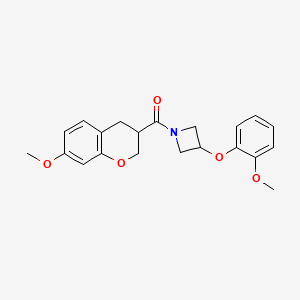 molecular formula C21H23NO5 B5562980 1-[(7-methoxy-3,4-dihydro-2H-chromen-3-yl)carbonyl]-3-(2-methoxyphenoxy)azetidine 