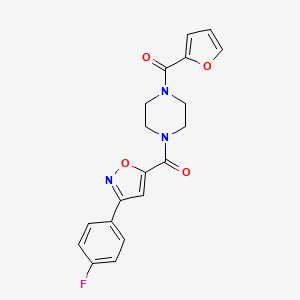 molecular formula C19H16FN3O4 B5563007 1-{[3-(4-fluorophenyl)-5-isoxazolyl]carbonyl}-4-(2-furoyl)piperazine 