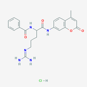 molecular formula C23H26ClN5O4 B556303 苯甲酰-DL-精氨酸-7-酰胺-4-甲基香豆素盐酸盐 CAS No. 102601-21-8