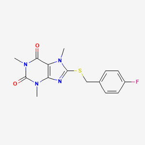 molecular formula C15H15FN4O2S B5563035 8-[(4-fluorobenzyl)thio]-1,3,7-trimethyl-3,7-dihydro-1H-purine-2,6-dione 
