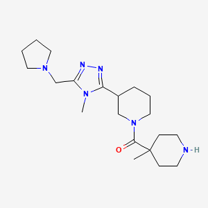 molecular formula C20H34N6O B5563043 1-[(4-methyl-4-piperidinyl)carbonyl]-3-[4-methyl-5-(1-pyrrolidinylmethyl)-4H-1,2,4-triazol-3-yl]piperidine dihydrochloride 
