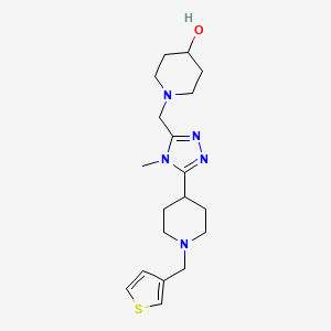 molecular formula C19H29N5OS B5563065 1-({4-甲基-5-[1-(3-噻吩甲基)哌啶-4-基]-4H-1,2,4-三唑-3-基}甲基)哌啶-4-醇 