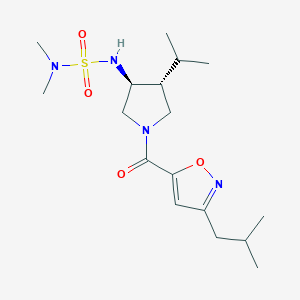 molecular formula C17H30N4O4S B5563080 N'-{(3S*,4R*)-1-[(3-isobutylisoxazol-5-yl)carbonyl]-4-isopropylpyrrolidin-3-yl}-N,N-dimethylsulfamide 