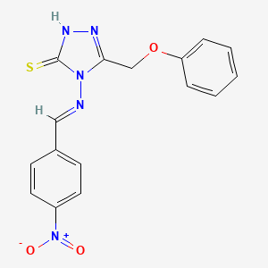 molecular formula C16H13N5O3S B5563119 4-[(4-硝基亚苄基)氨基]-5-(苯氧甲基)-4H-1,2,4-三唑-3-硫醇 