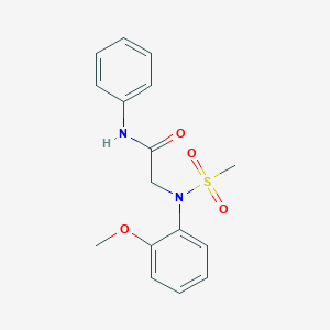 molecular formula C16H18N2O4S B5563132 N~2~-(2-甲氧基苯基)-N~2~-(甲磺酰基)-N~1~-苯基甘氨酰胺 