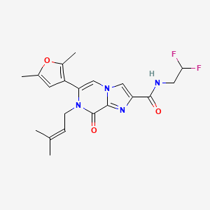 molecular formula C20H22F2N4O3 B5563138 N-(2,2-二氟乙基)-6-(2,5-二甲基-3-呋喃基)-7-(3-甲基丁-2-烯-1-基)-8-氧代-7,8-二氢咪唑并[1,2-a]嘧啶-2-甲酰胺 