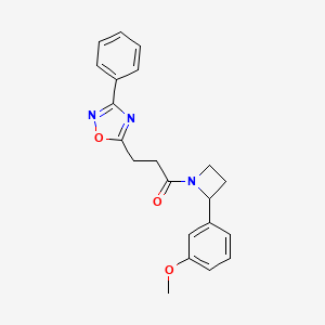 molecular formula C21H21N3O3 B5563158 5-{3-[2-(3-methoxyphenyl)-1-azetidinyl]-3-oxopropyl}-3-phenyl-1,2,4-oxadiazole 