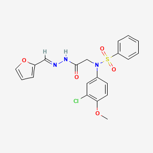 molecular formula C20H18ClN3O5S B5563252 N-(3-氯-4-甲氧基苯基)-N-{2-[2-(2-呋喃甲亚甲基)肼基]-2-氧代乙基}苯磺酰胺 