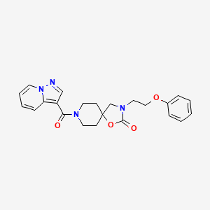 molecular formula C23H24N4O4 B5563274 3-(2-phenoxyethyl)-8-(pyrazolo[1,5-a]pyridin-3-ylcarbonyl)-1-oxa-3,8-diazaspiro[4.5]decan-2-one 