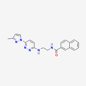 molecular formula C21H20N6O B5563297 N-(2-{[6-(3-methyl-1H-pyrazol-1-yl)-3-pyridazinyl]amino}ethyl)-2-naphthamide 