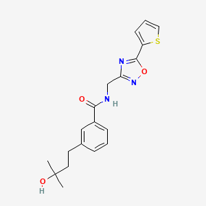 molecular formula C19H21N3O3S B5563322 3-(3-羟基-3-甲基丁基)-N-{[5-(2-噻吩基)-1,2,4-恶二唑-3-基]甲基}苯甲酰胺 