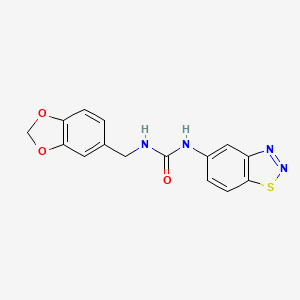 molecular formula C15H12N4O3S B5563331 N-(1,3-benzodioxol-5-ylmethyl)-N'-1,2,3-benzothiadiazol-5-ylurea 