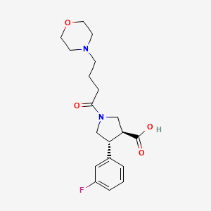 molecular formula C19H25FN2O4 B5563338 (3S*,4R*)-4-(3-fluorophenyl)-1-(4-morpholin-4-ylbutanoyl)pyrrolidine-3-carboxylic acid 