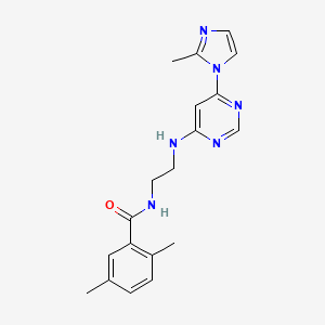 molecular formula C19H22N6O B5563417 2,5-二甲基-N-(2-{[6-(2-甲基-1H-咪唑-1-基)-4-嘧啶基]氨基}乙基)苯甲酰胺 