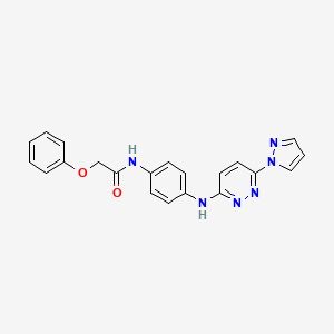 molecular formula C21H18N6O2 B5563438 2-phenoxy-N-(4-{[6-(1H-pyrazol-1-yl)-3-pyridazinyl]amino}phenyl)acetamide 