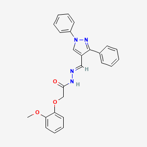 molecular formula C25H22N4O3 B5563460 N'-[(1,3-diphenyl-1H-pyrazol-4-yl)methylene]-2-(2-methoxyphenoxy)acetohydrazide 